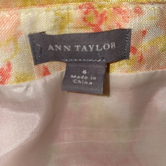 Ann Taylor Floral Linen Flounce Hem Spaghetti Strap A-Line Midi Dress - Picture 11 of 14